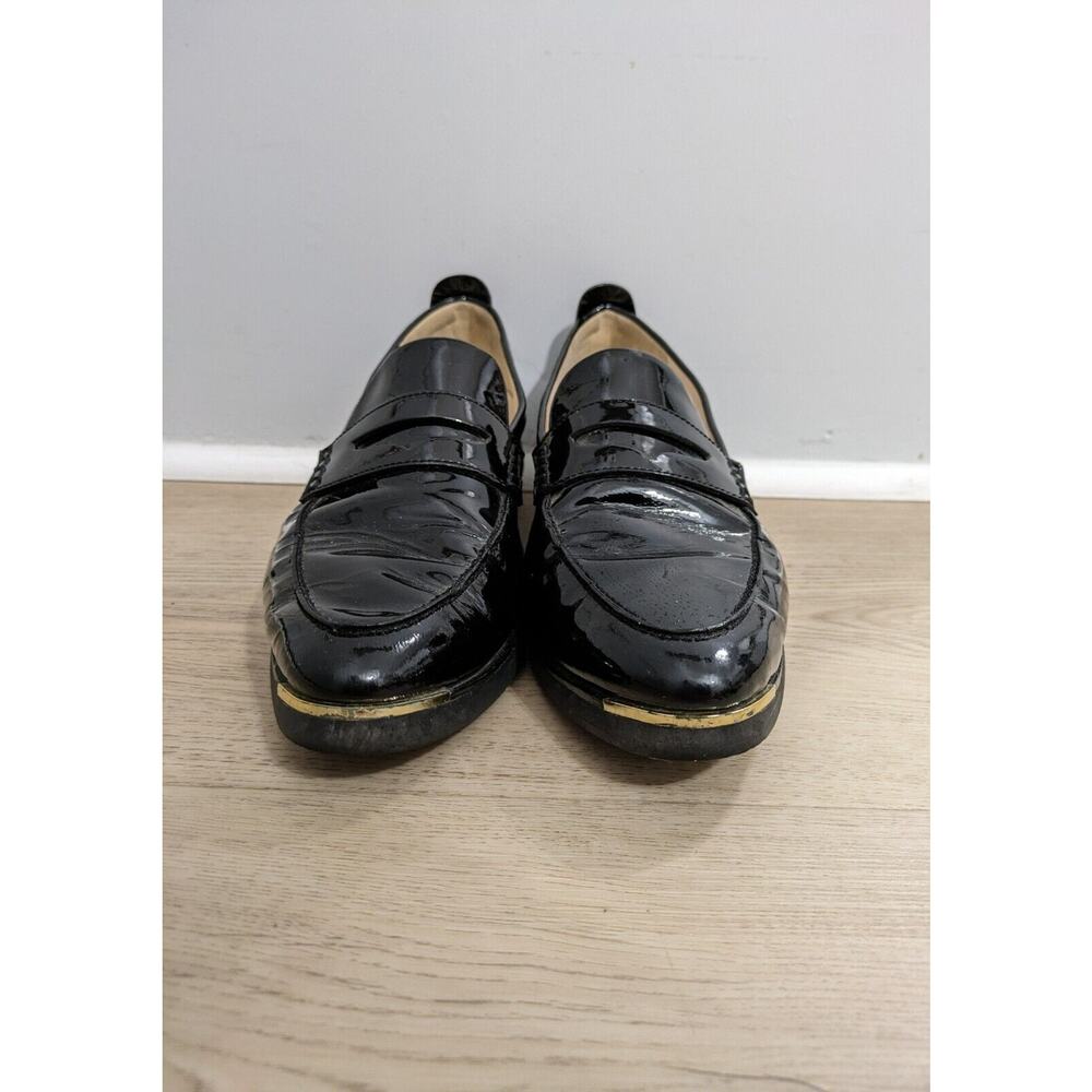 Cole Haan Loafer Grand Ambition Women's 9.5 Slip On Black Patent Leather Wedge